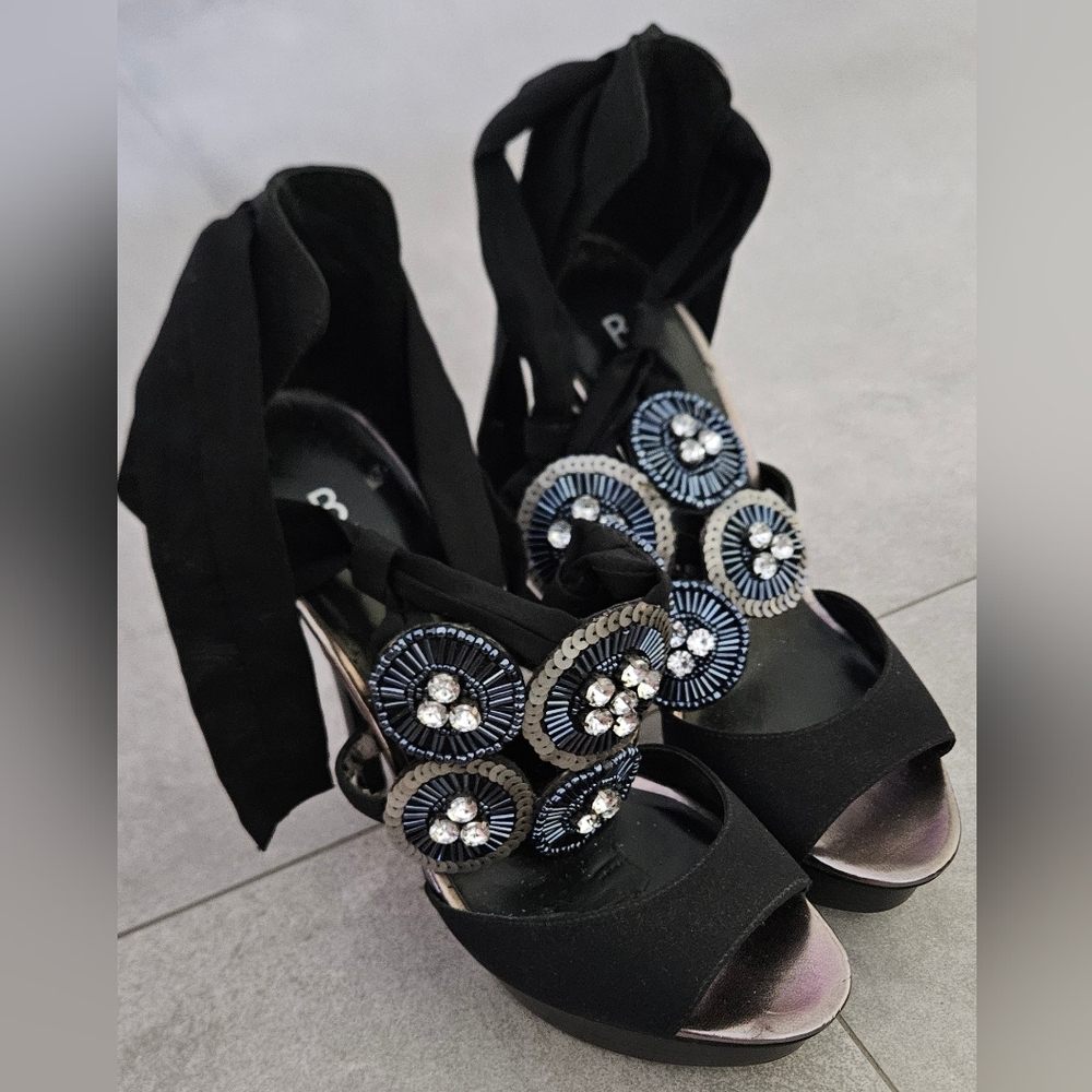 Bakers Rhinestone Heels Ankle Tie
